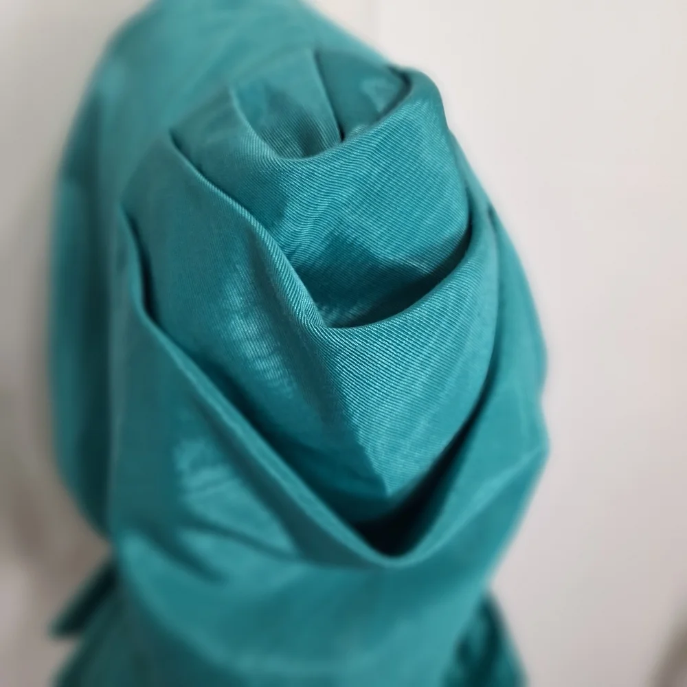 Watters & Watters Green Victorian Puff Sleeves Front Bow Peplum Top Size 14 - Picture 6 of 14